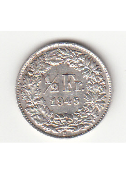 1945 - 1/2 Franc Argento Svizzera Standing Helvetia SPL